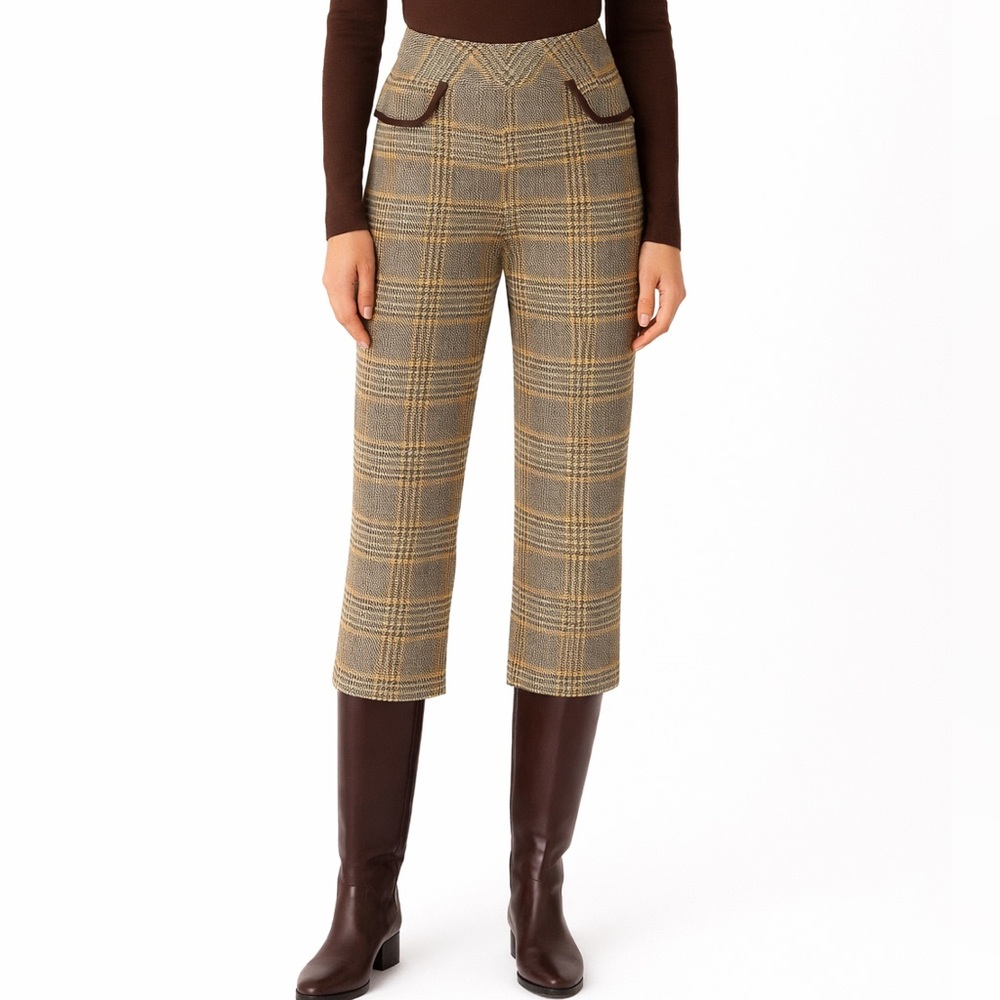 Alvin Valley Brown Capri Crop Plaid Pants 28"
